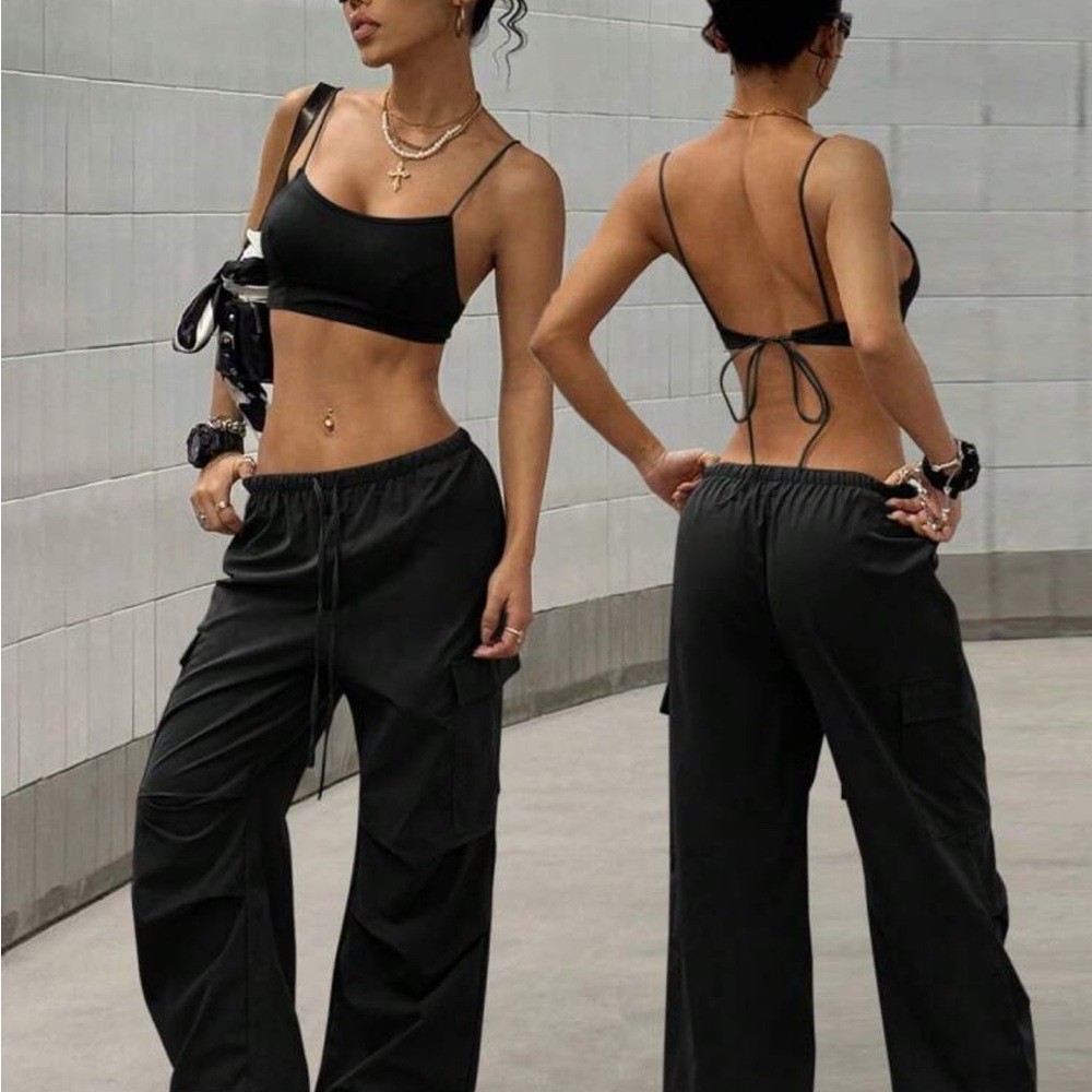 SHEIN Black Wide Leg Women's Pants